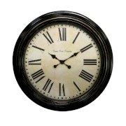 Geneva Plastic Wall Clock with Antique Black and Gold Finish, 23-Inch