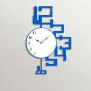 Timezone Stylized Digits With Pendulum Wall Clock Light Blue And White TI430DE97XWWINDFUR
