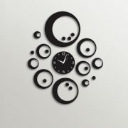  Timezone Many Circles Designer Wall Clock Black TI430DE52YGHINDFUR