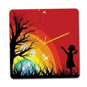 Gloob Starry Rainbow & Girl Wall Clock Sticker GL672DE32PGTINDFUR