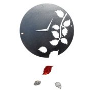 Crysto Falling Leaves Black & White Wall Clock CR726DE04CBNINDFUR