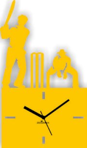 Zeeshaan Cricket Winning Stroke Yellow Analog Wall Clock
