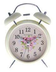 JustNile Bedside Twin Bell Alarm Clock with Backlight - 4" Floral Happiness