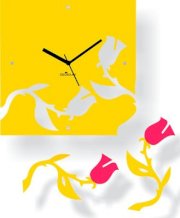 Zeeshaan Falling Roses Yellow And Pink Analog Wall Clock