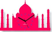 Zeeshaan Crystal Taj Mahal Pink Analog Wall Clock