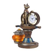 6" Classic Ancient Egyptian Sculpture Basset Cat Goddess Statue/table Clock / Gift Item