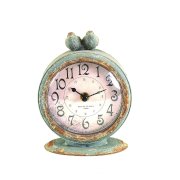 Creative Grey Pewter Table Clock with Bird