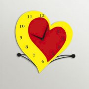 Timezone Double Hearts Wall Clock Yellow And Red TI430DE63YJSINDFUR