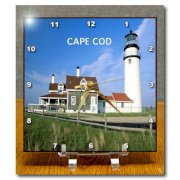 3dRose dc_80839_1 Lighthouse on Cape Cod in Massachusetts Desk Clock, 6 by 6-Inch