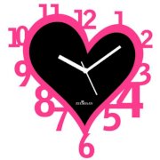 Crysto Hearty Numbers Black & Pink Wall Clock CR726DE65BTIINDFUR