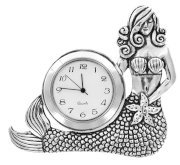 Mermaid Pewter Mini Desk Clock 3"