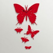  Timezone Beautiful Butterflies Wall Clock Red TI430DE53YGGINDFUR