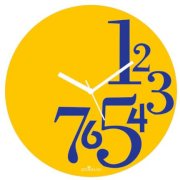  Crysto Numbers On The Side Yellow & Blue Wall Clock  CR726DE87BSMINDFUR