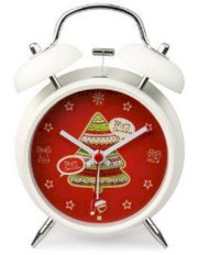 JustNile Bedside Twin Bell Alarm Clock with Backlight - 4" Christmas Tree