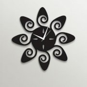 Timezone Abstract Flower Wall Clock Black TI430DE57YJYINDFUR