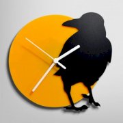 Silhouette Nice Crow Black And Yellow Wall Clock SI871DE50BPXINDFUR