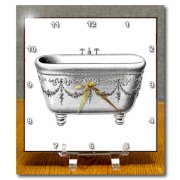3dRose dc_61796_1 Decorative Vintage Bathtub-Desk Clock, 6 by 6-Inch