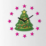 Crysto Christmas Tree With Stars Wall Clock Green And Pink ZE928DE96GEHINDFUR