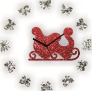 Zeeshaan Santa Cart & Bow Analog Wall Clock