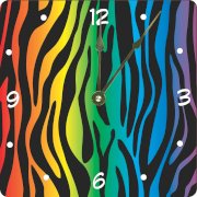 Rikki KnightTM Zebra Design on Rainbow Design 6" Art Desk Clock