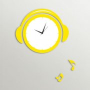  Timezone Headphone Wall Clock Yellow TI430DE85YIWINDFUR