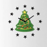 Crysto Christmas Tree With Stars Wall Clock Green And Black ZE928DE97GEGINDFUR
