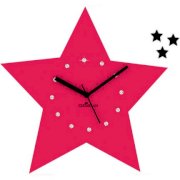 Crysto Stars In Stars Pink & Black Wall Clock CR726DE72BTBINDFUR