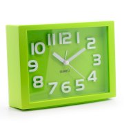 JCC Decorative Colorful Rectangle Quartz Analog Silent non ticking sweep second hands Bedside Desk alarm clock (Green)