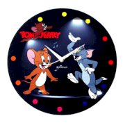 Crysto Tom & Jerry Polka Dots Wall Clock Black, Blue & Orange CR726DE20WGXINDFUR