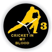 Crysto Yellow & Black Cricket In My Blood Wall Clock CR726DE46EWVINDFUR