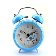 Generic 3" Flower Metal Fresh Double Ring Bell Desk Alarm Clock (Blue)