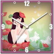 StyBuzz Lady in White Abstract Analog Wall Clock