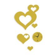 Klok Multi Heart Wall Clock Golden KL593DE82AGBINDFUR