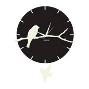 Klok Bird With Pendulum Wall Clock Black And White KL593DE52AHFINDFUR