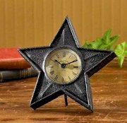 Vintage Star Metal Desk Clock - Black - 6-1/2-in
