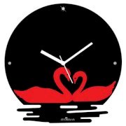 Crysto Swan In The Water Black & Red Wall Clock CR726DE33BQSINDFUR