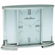 Seth Thomas Desire Highly Polished Silver Tone Metal and Glass Case with White Dial Carriage Mantel Clock