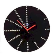 Crysto Round Diamante Black Wall Clock CR726DE33HFAINDFUR
