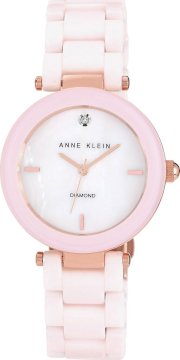 Anne Klein Watch, Women's Diamond Pink Ceramic 33mm 59052