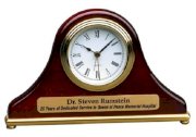 Personalized 7 1/2 x 4 1/2 Rosewood Piano Finish Mantle Desk Clock - Brand New