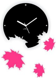 Zeeshaan Maple Leaves Black And Pink Analog Wall Clock
