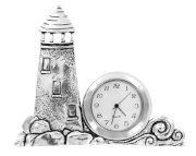 Lighthouse Pewter Mini Desk Clock 3"