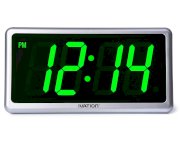 Ivation Big Time Digital LED Clock - Table or Wall Clock - Dimmable LED Display - Great for Elderly People, Offices, Conference Rooms, Lobbies and School Classrooms - Huge 12 Inch - Green