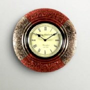 Kraftorium Traditional Rajasthani Wooden Wall Clock Brass And Copper