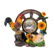 Time of Joy Country Rooster and Family Wagon Wheel Tabletop Clock