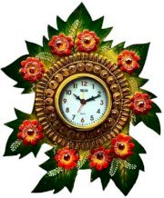 eCraftIndia Papier-Mache Floral Analog Wall Clock