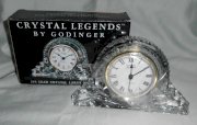 Godinger " Crystal Legends " Lead Crystal Large Mantle Clock 6" X 4"