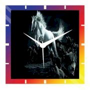 Moneysaver Horse and Wolves Analog Wall Clock (Multicolor) 