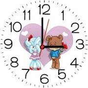  Ellicon 48 Cute Couple Analog Wall Clock (White) 