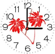  Ellicon 232 Red And White Palm Tree Analog Wall Clock (White) 